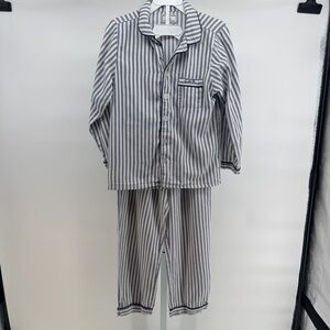 Petite Plume Navy and White striped Pajama Set with monogram